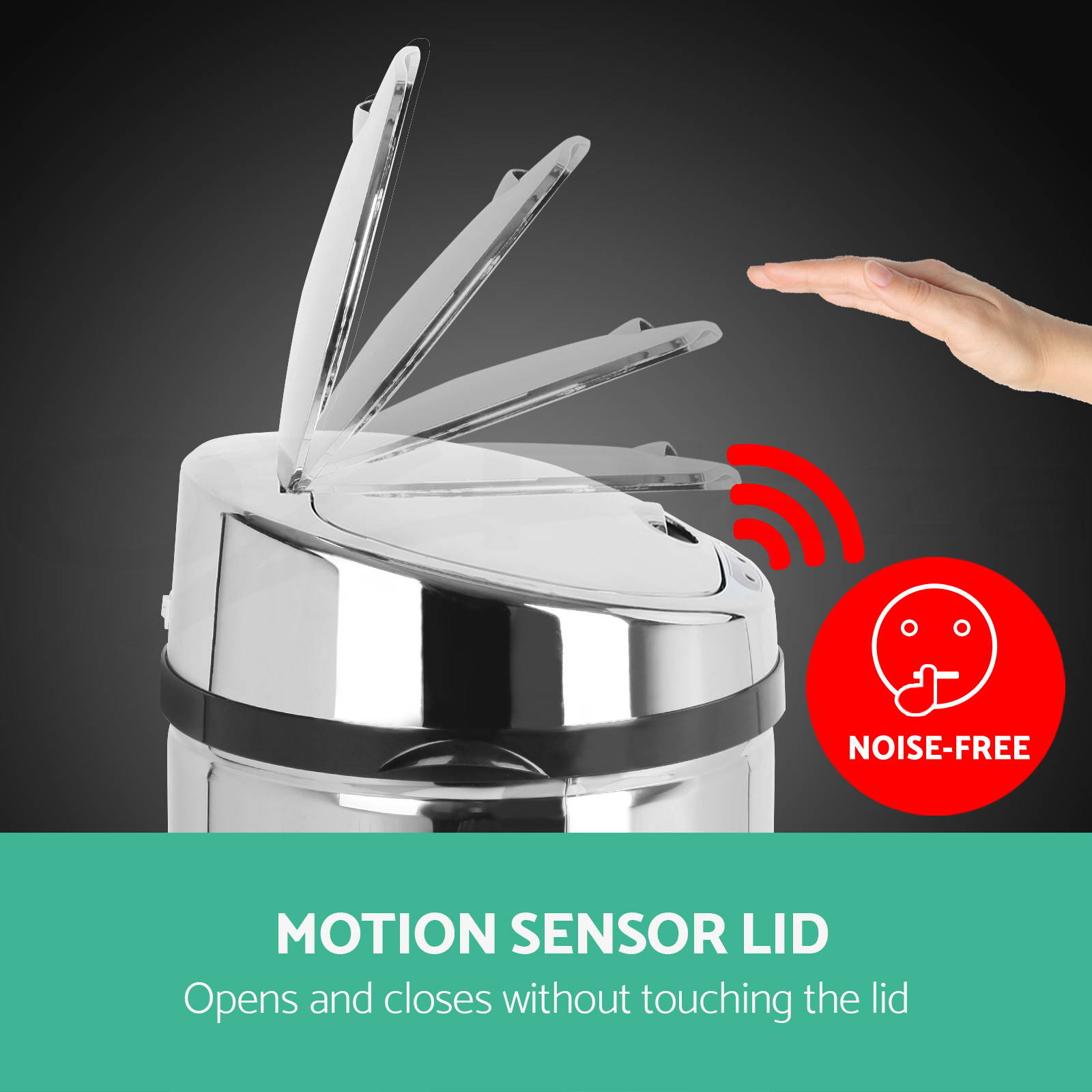 Devanti Stainless Steel Sensor Bin Rubbish Bins Motion Automatic 45L