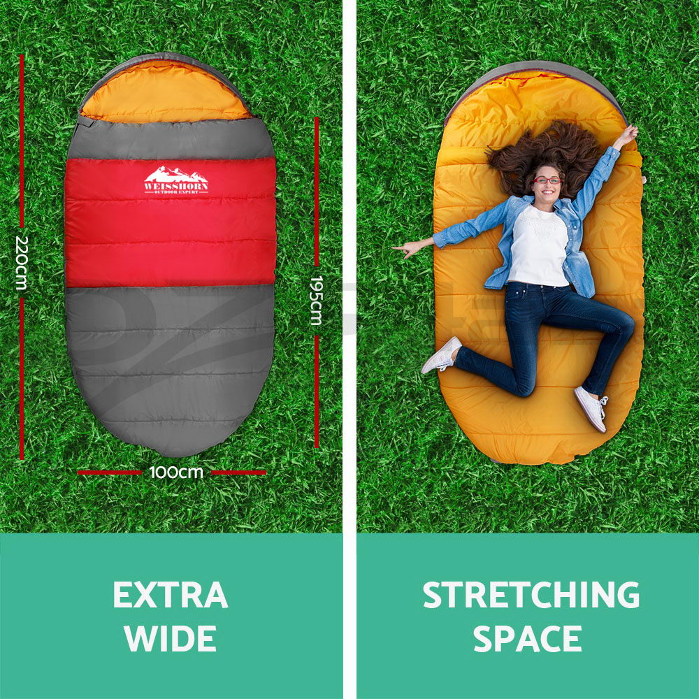 Weisshorn Sleeping Bag Bags Single Camping Hiking 10°C Tent Winter