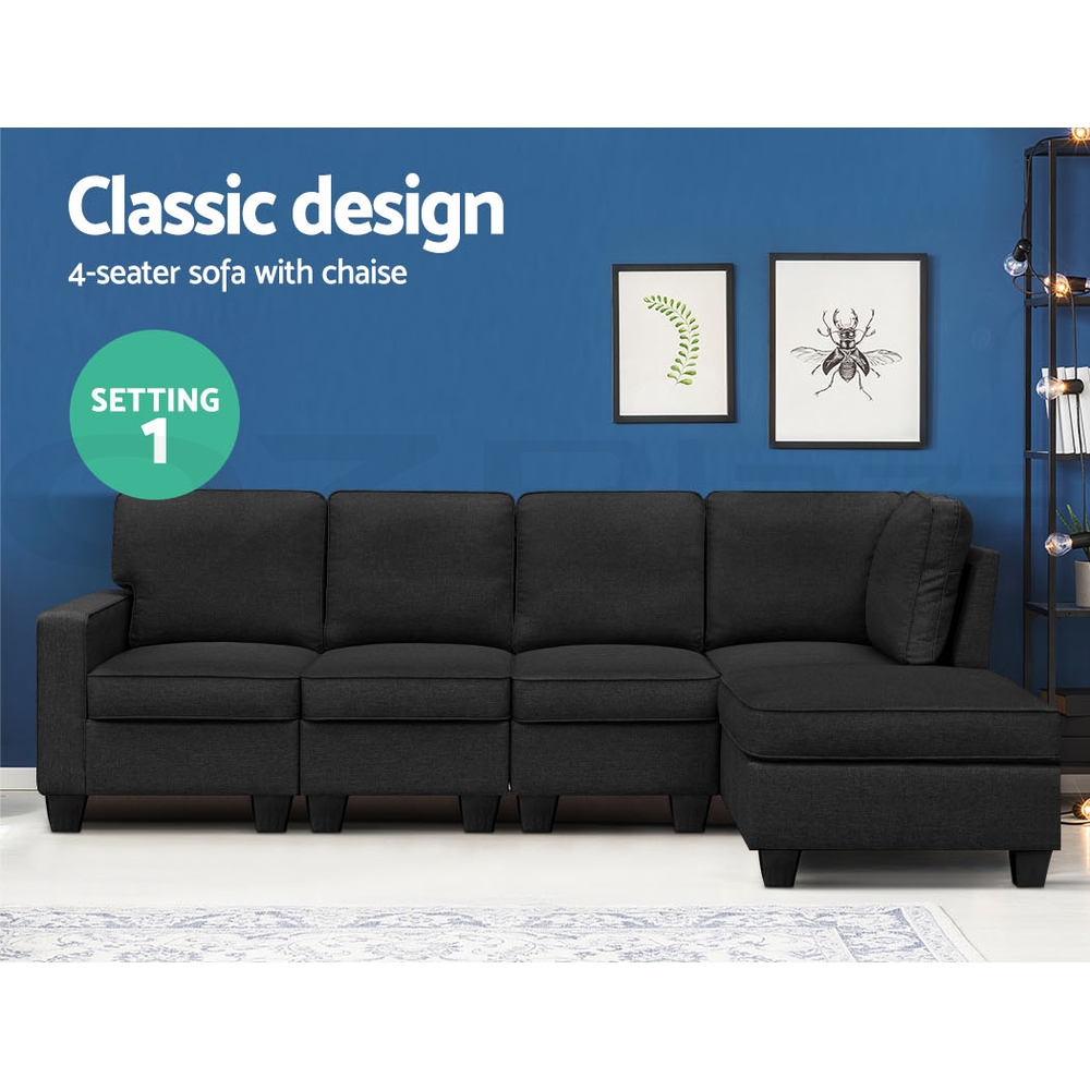 Artiss Sofa Lounge Modular Set 4/5 Seater Chaise Chair Corner Couch Adjustable - Picture 16 of 19