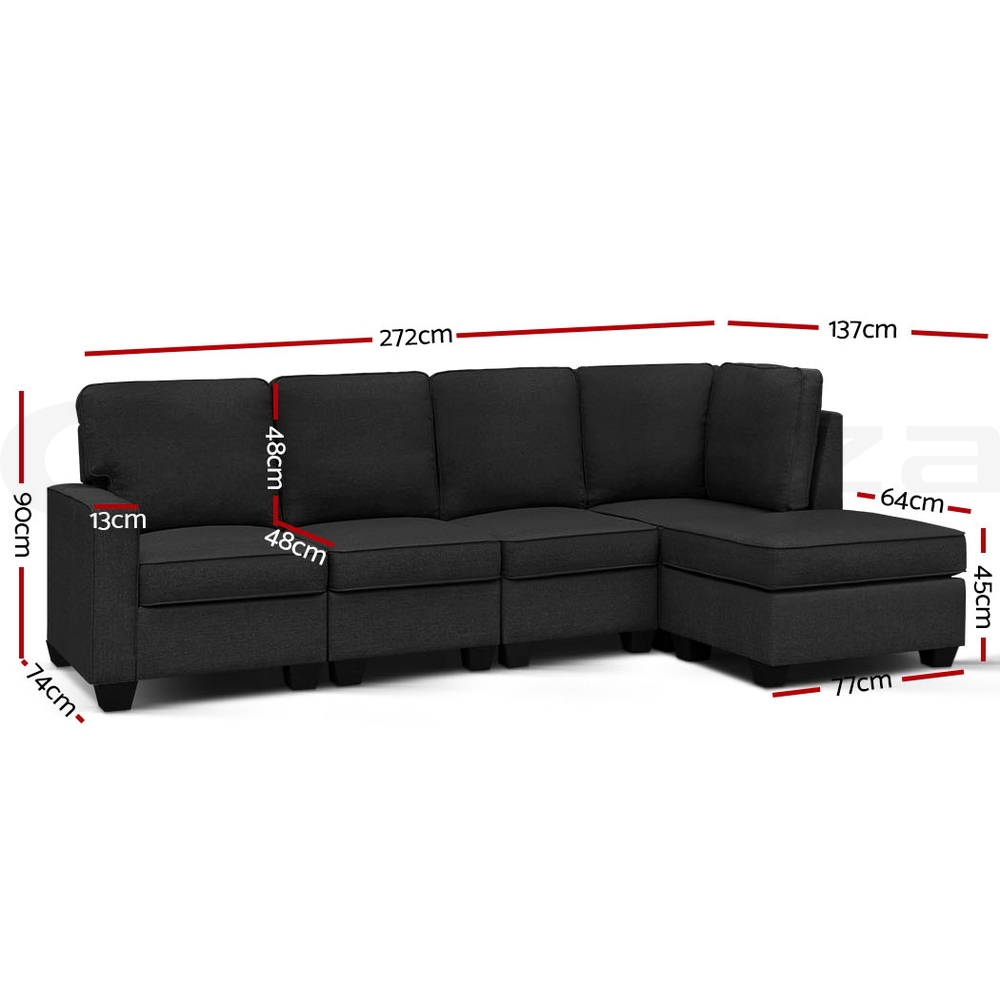 Artiss Sofa Lounge Modular Set 4/5 Seater Chaise Chair Corner Couch Adjustable - Picture 17 of 19