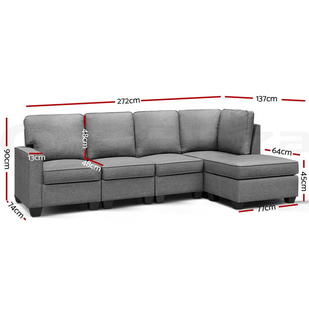 Artiss Sofa Lounge Modular Set 4/5 Seater Chaise Chair Corner Couch Adjustable - Picture 19 of 19
