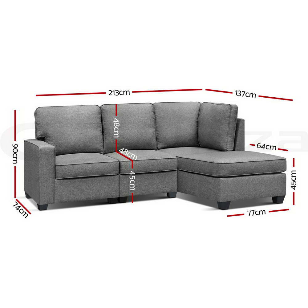Artiss Sofa Lounge Modular Set 4/5 Seater Chaise Chair Corner Couch Adjustable - Picture 15 of 19