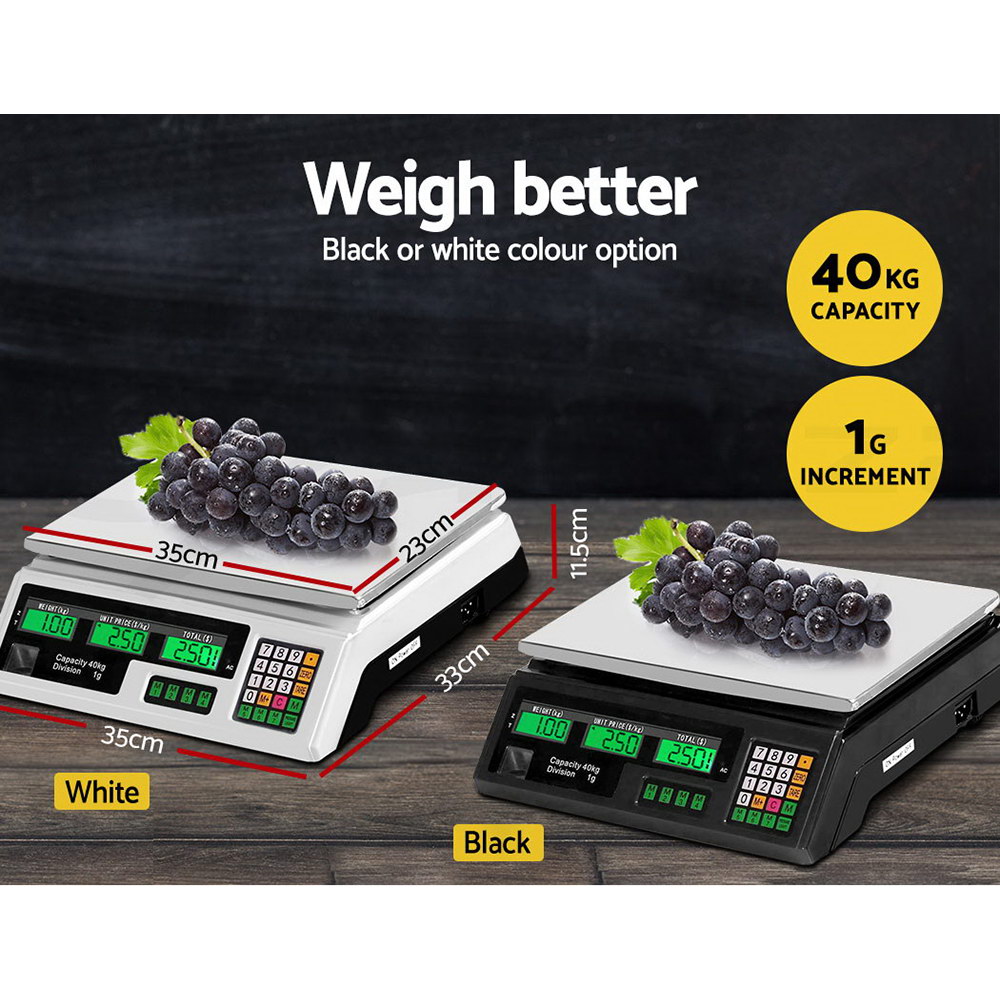 eMAJIN 40KG Digital Kitchen Scale Electronic Platform Scales White Black - Picture 13 of 30