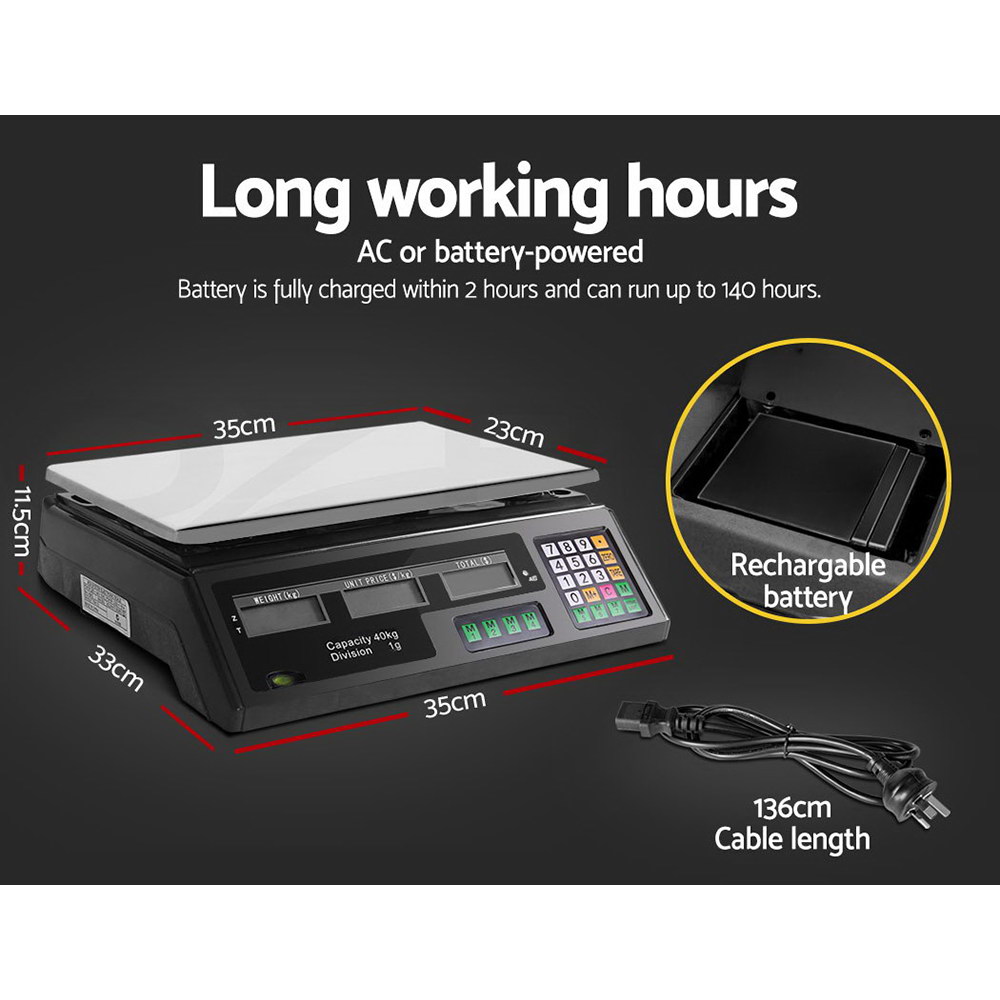 eMAJIN 40KG Digital Kitchen Scale Electronic Platform Scales White Black - Picture 19 of 30