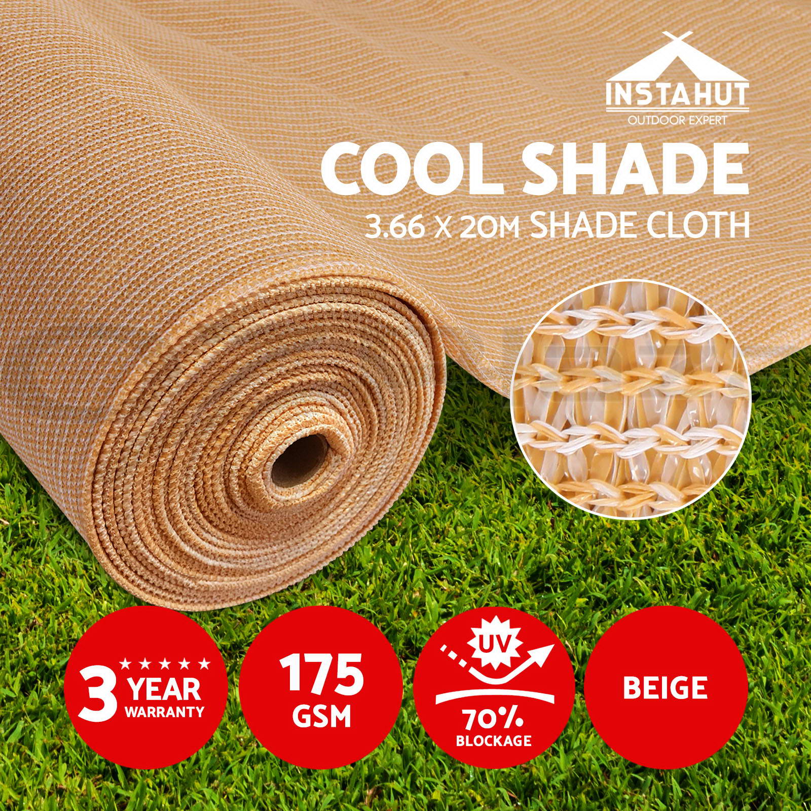 Instahut Shade Cloth Shadecloth 50 70 90 UV Sun Sail Roll Mesh