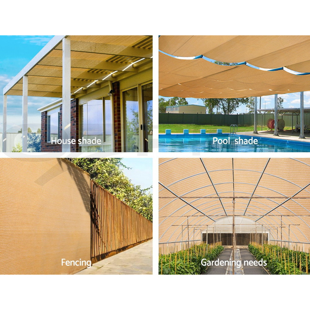 Instahut Shade Cloth Shadecloth 50% 70% 90% UV Sun Sail Roll Mesh Outdoor Beige - Picture 3 of 12