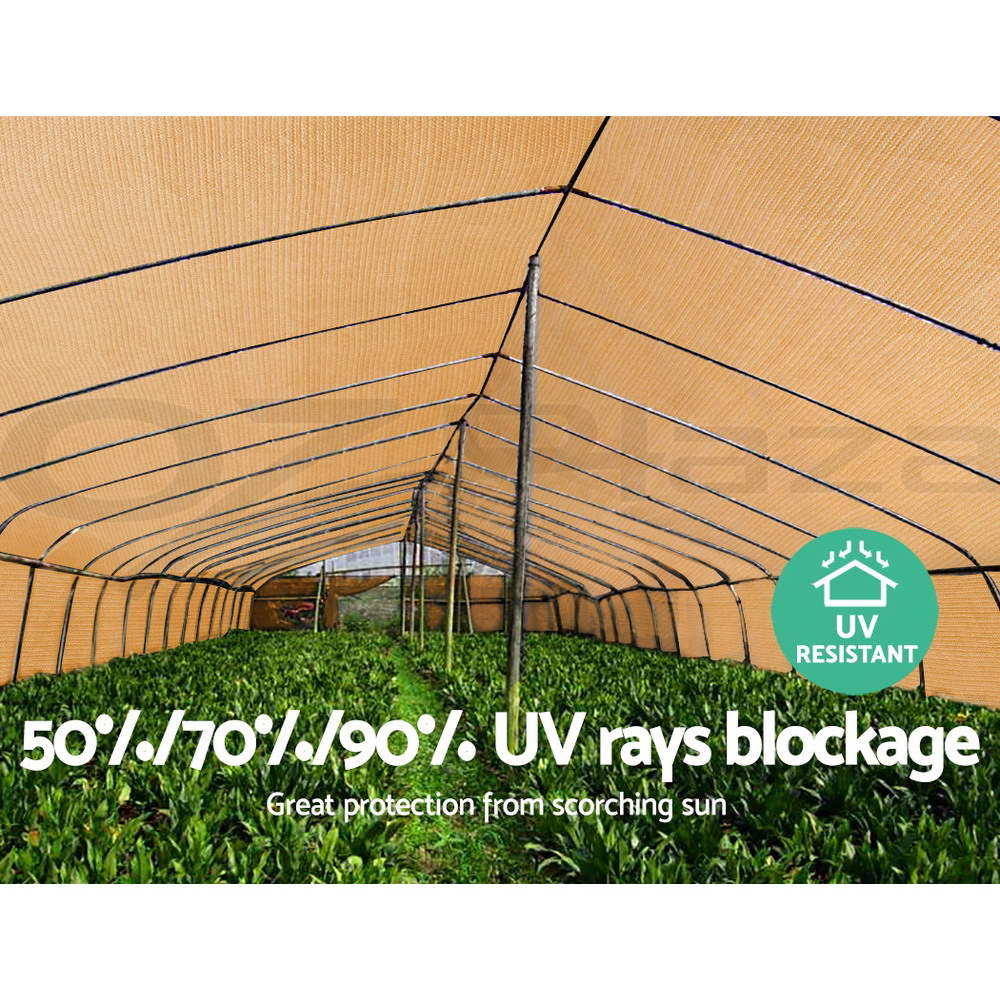 Instahut Shade Cloth Shadecloth 50% 70% 90% UV Sun Sail Roll Mesh Outdoor Beige - Picture 7 of 12