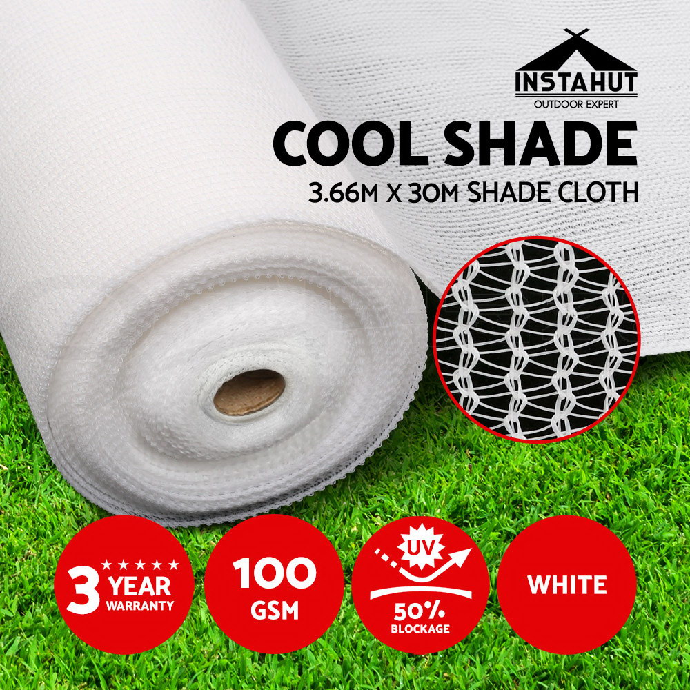 Instahut Shade Cloth Shadecloth Sail White 30 50UV Mesh Roll Garden