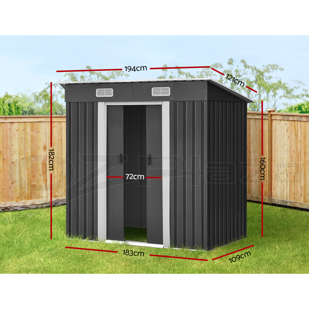 Giantz Garden Shed Outdoor Storage Sheds Workshop Cabin Metal Base Tool House - Picture 20 of 54