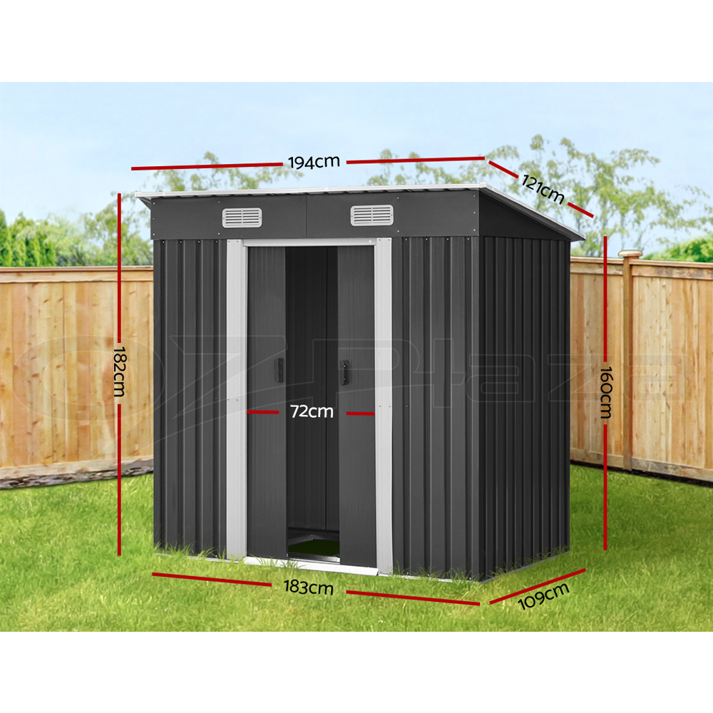 Giantz Garden Shed Outdoor Storage Sheds Workshop Cabin Metal Base Tool House - Picture 32 of 54