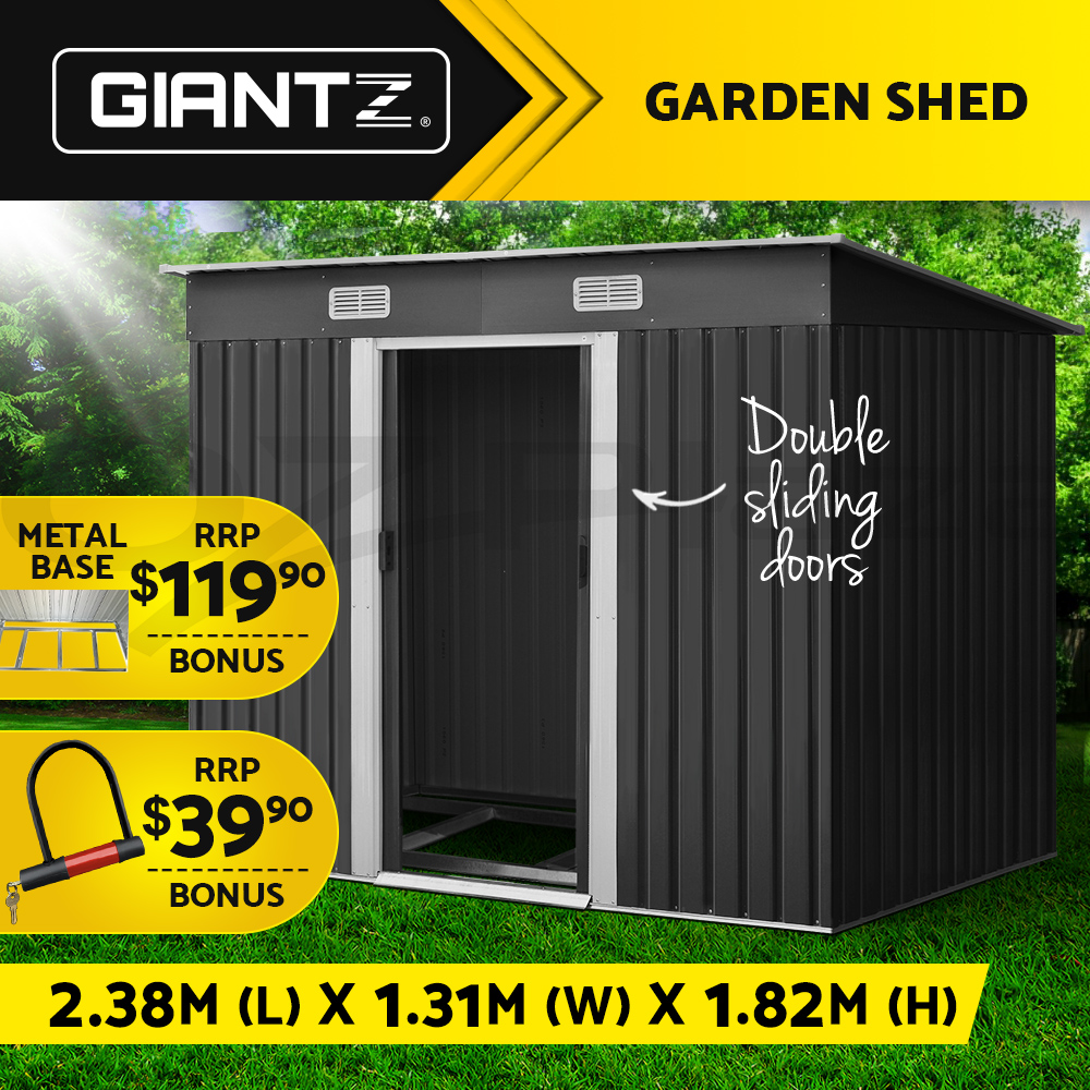 Giantz Garden Shed Outdoor Storage Sheds Workshop Cabin Metal Base Tool House - Picture 45 of 54
