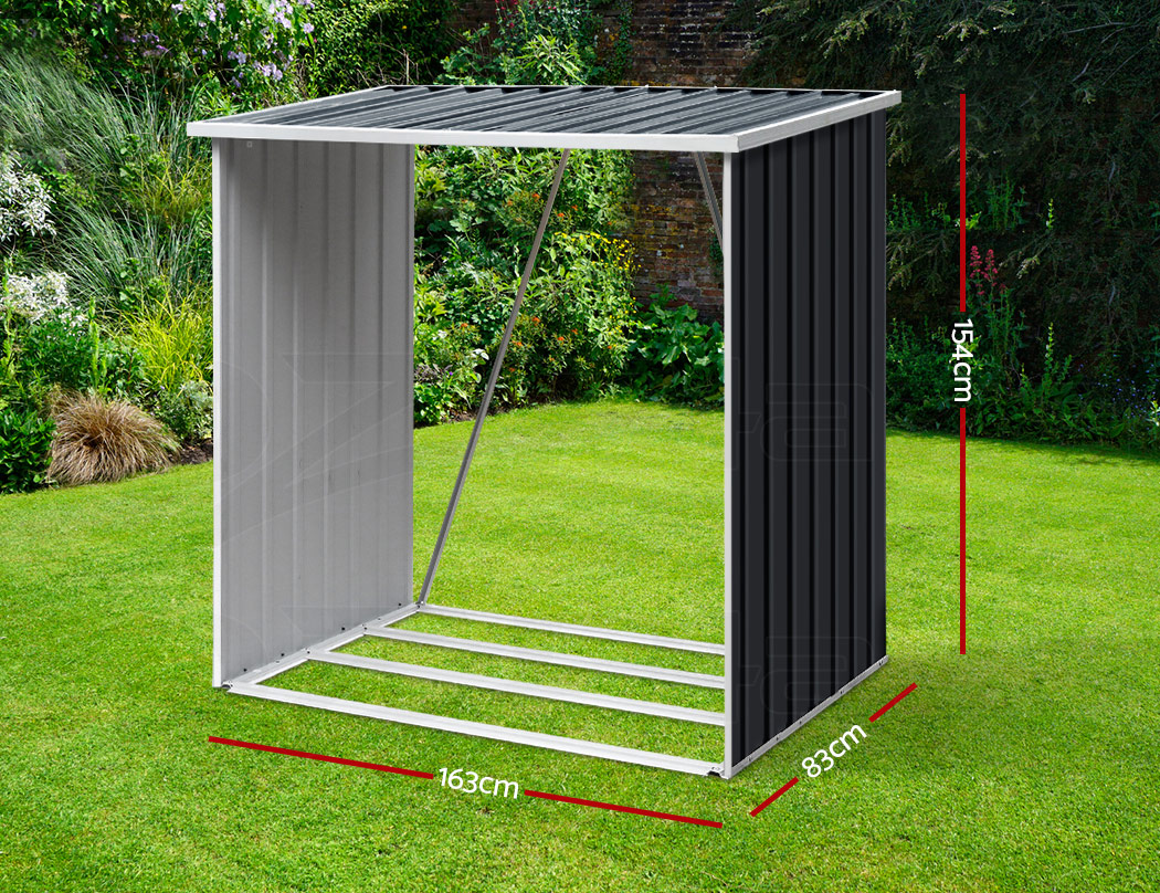 giantz log storage shed galvanised steel outdoor garden