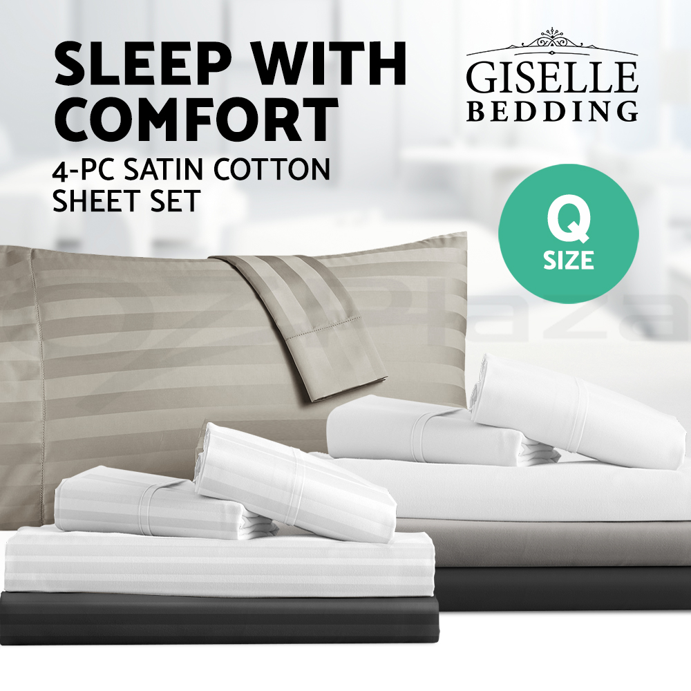 Gie Bedding Queen Bed Sheet Set 1000tc Egyptian Cotton Satin Image Is Loading Gie Bedding Queen Bed Sheet Set 1000tc Egyptian