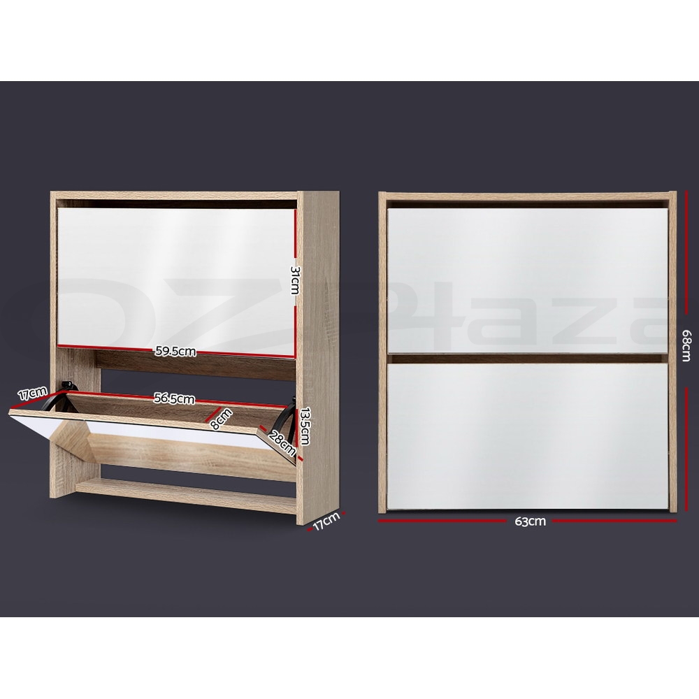 Artiss Shoe Cabinet Mirror Shoes Storage Rack Organiser White Cupboard Shelf - Picture 13 of 23