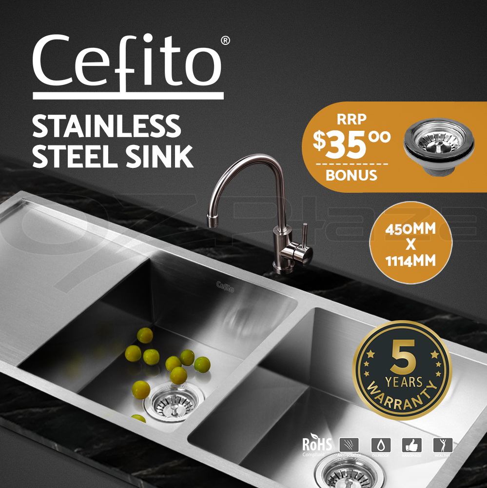 thumbnail 17  - Cefito Kitchen Sink Basin Stainless Steel Under/Top Mount DoubleBowl Handmade