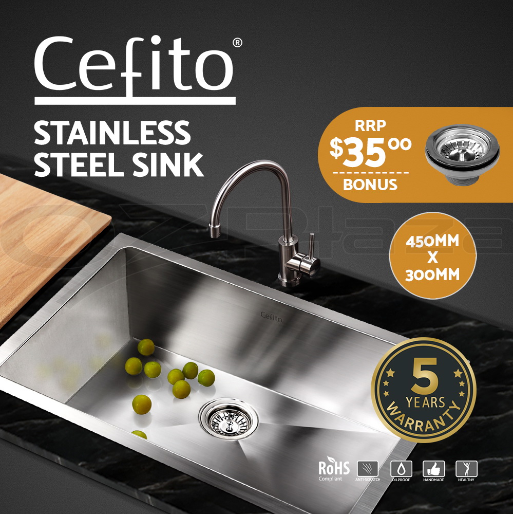 Cefito Kitchen Sink Basin Stainless Steel Under/Top Mount Single DoubleBowl - Picture 24 of 89
