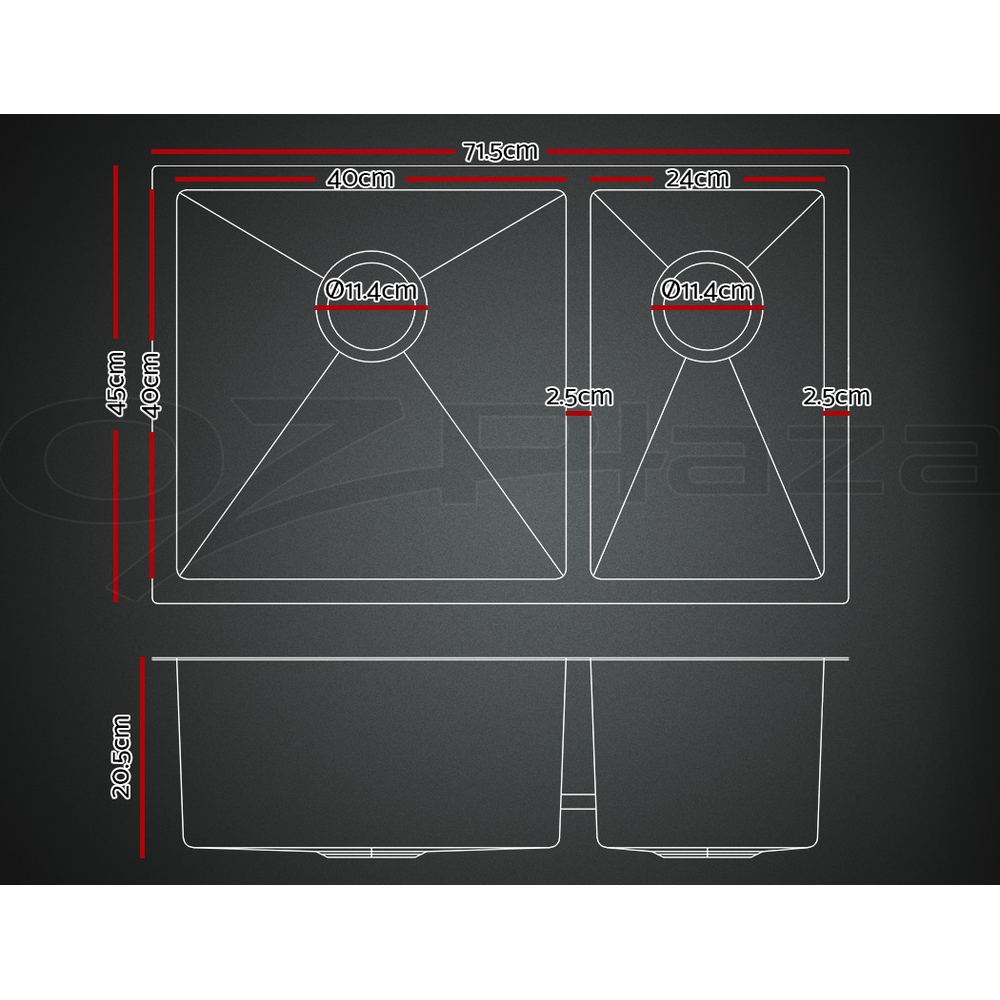 Cefito Kitchen Sink Basin Stainless Steel Under/Top Mount Single DoubleBowl - Picture 54 of 89