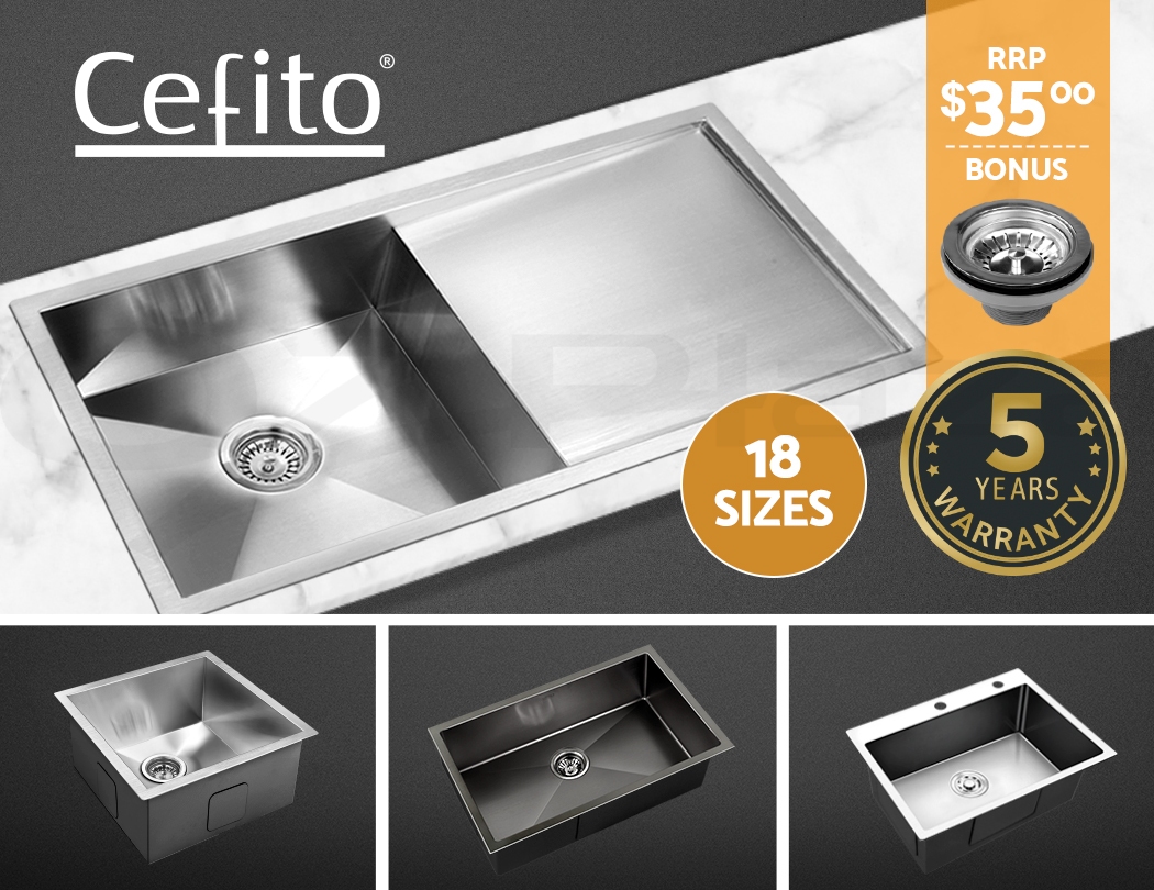 Cefito Stainless Steel Kitchen Sink Under/Topmount Laundry Single Bowl