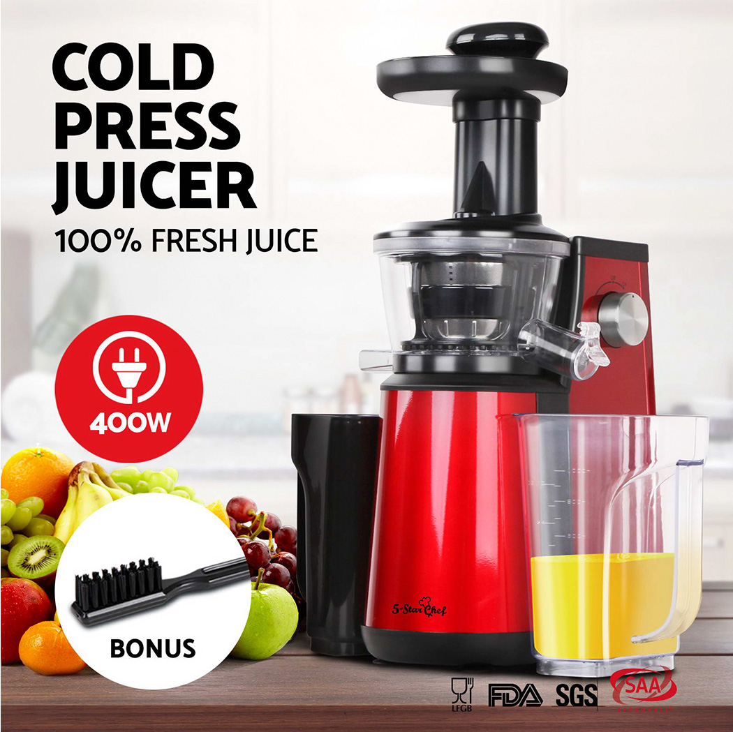 5 Star Chef Cold Press Slow Juicer Fruit vegetable Stainless Steel Processor RED eBay