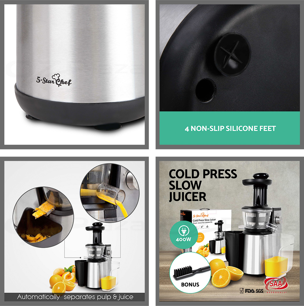 5 Star Chef Cold Press Slow Juicer Fruit vegetable Stainless Steel Processor