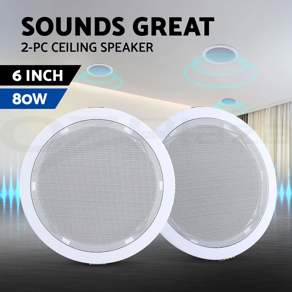 2 X 6 In Ceiling Speakers Home 80w Speaker Theatre Stereo Outdoor