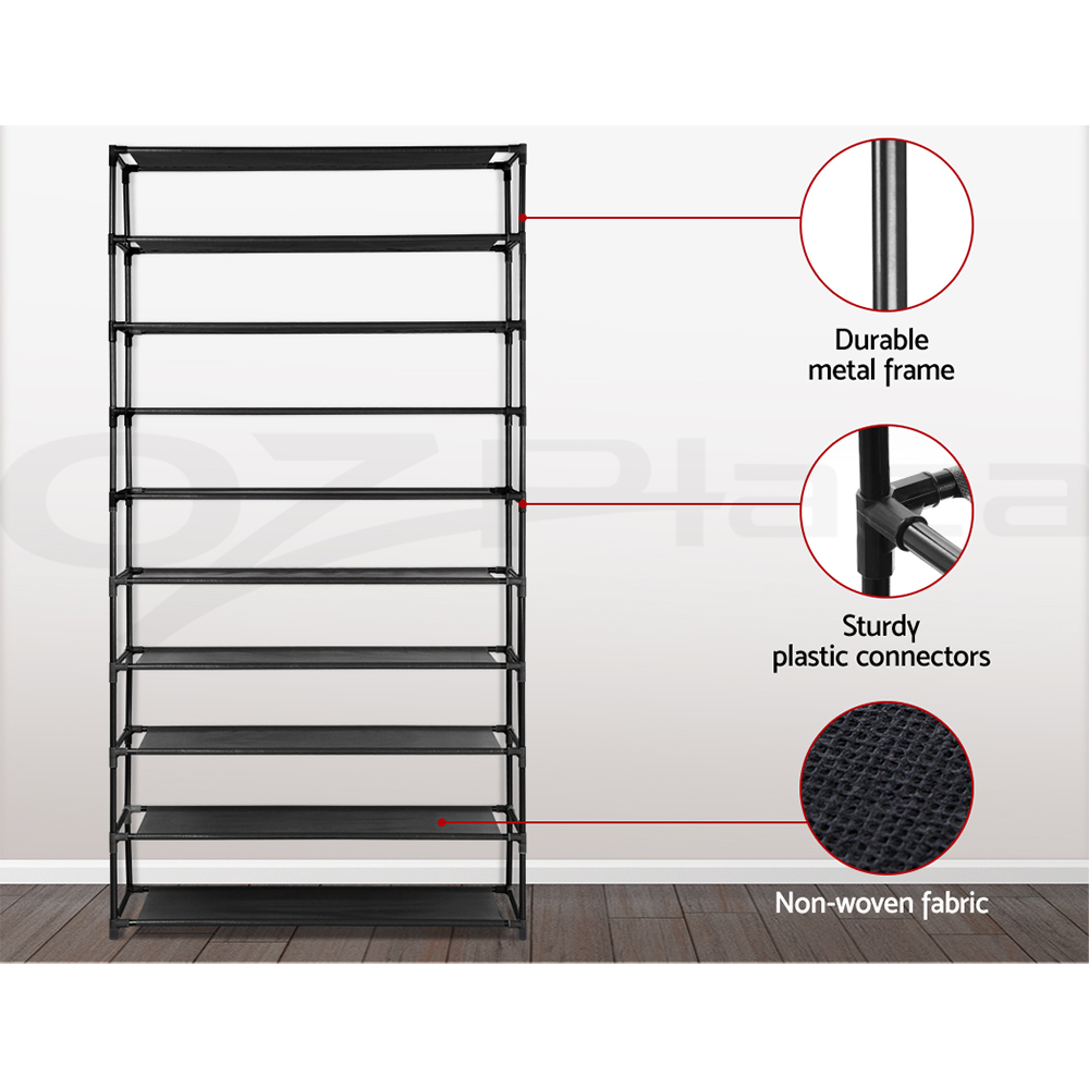 Artiss Shoe Rack 10 Tier Shelves Shoes Cabinet Storage 50 Pairs Steel Stand - Picture 18 of 31