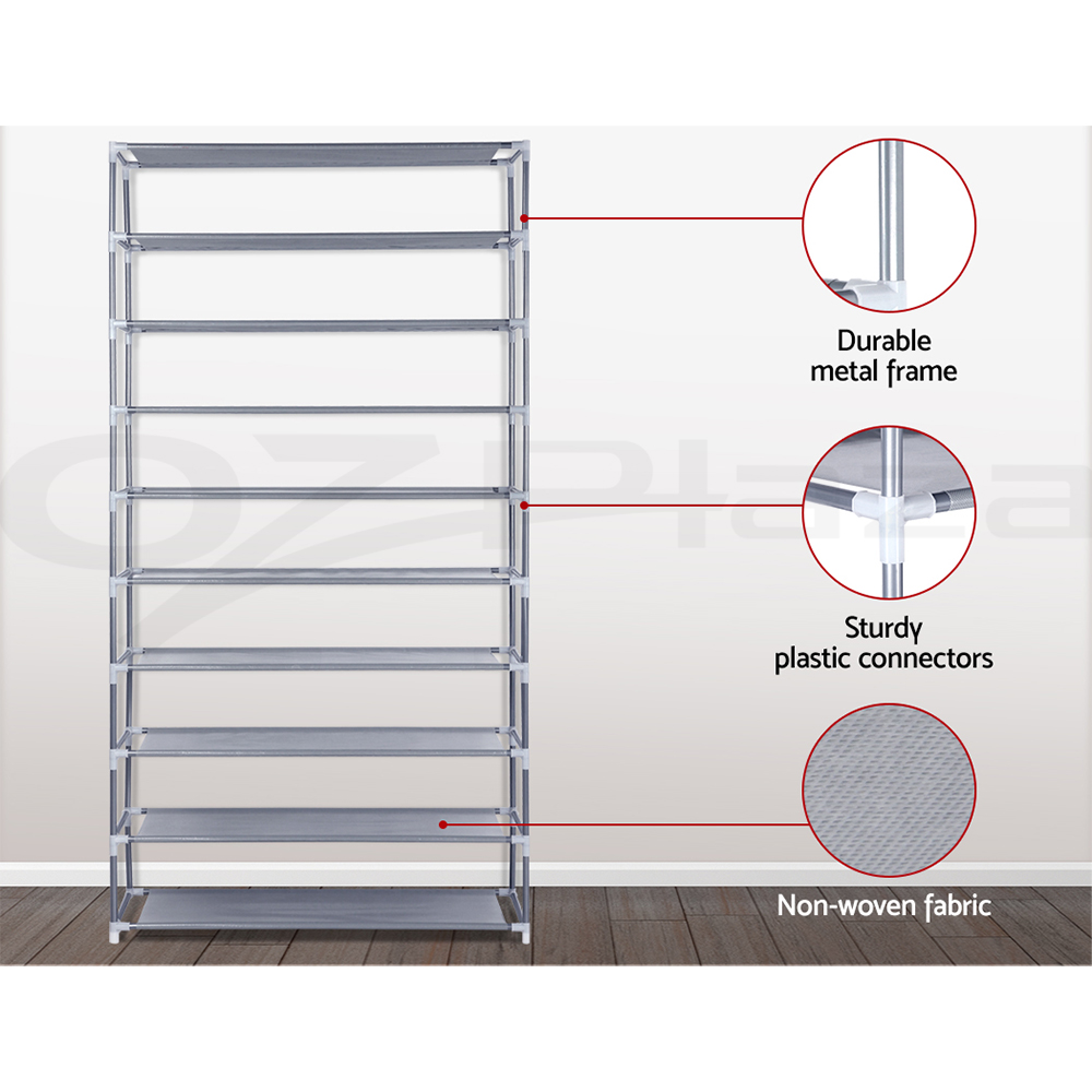 Artiss Shoe Rack 10 Tier Shelves Shoes Cabinet Storage 50 Pairs Steel Stand - Picture 28 of 31