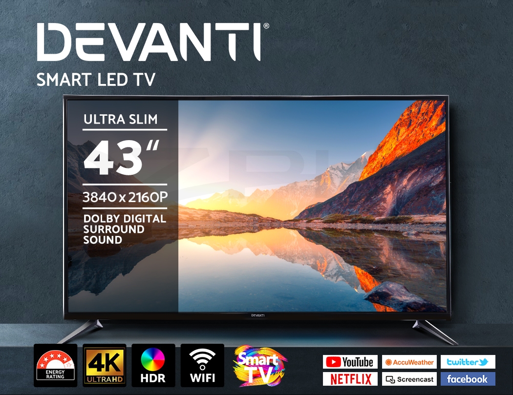 Devanti Smart Led Tv 43 Inch 43 4k Uhd Hdr Lcd Slim Screen Netflix Youtube Ebay