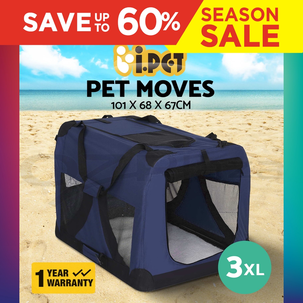 i.Pet Pet Dog Soft Crate Cat Portable Carrier Cage Kennel Foldable Blue
