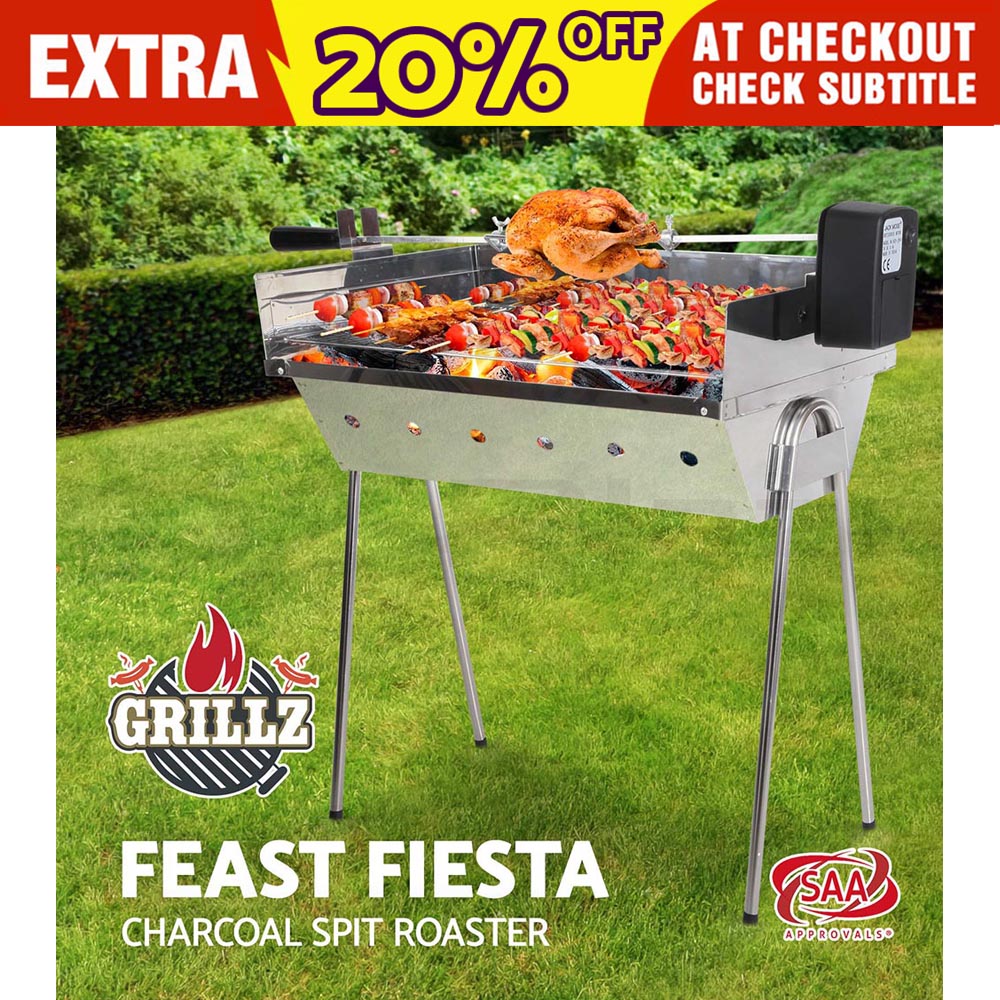 GRILLZ Electric Spit Roaster Rotisserie Range Charcoal BBQ Grill