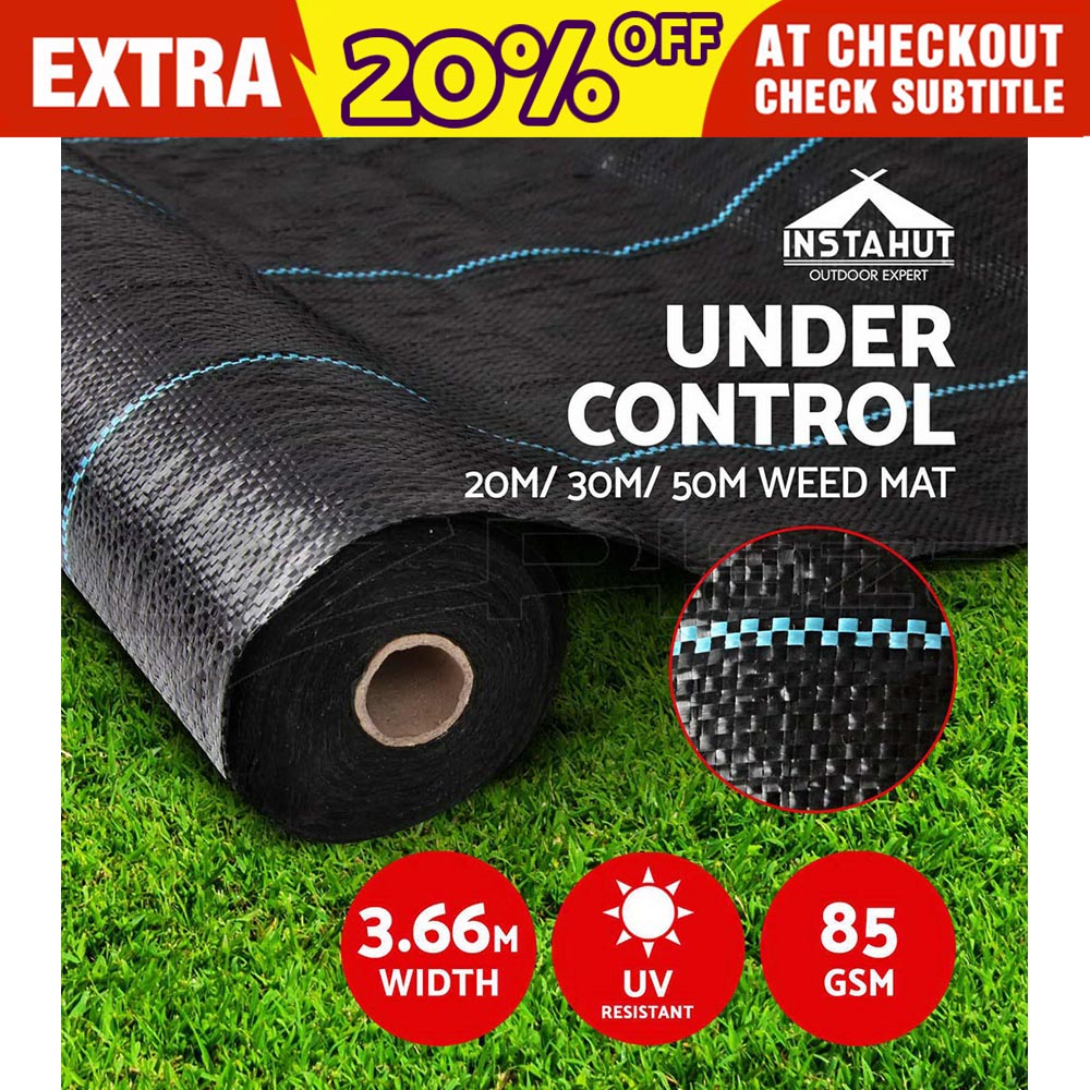 3.66m Weedmat Weed Control Mat Woven Fabric Gardening Plant 30m/50m