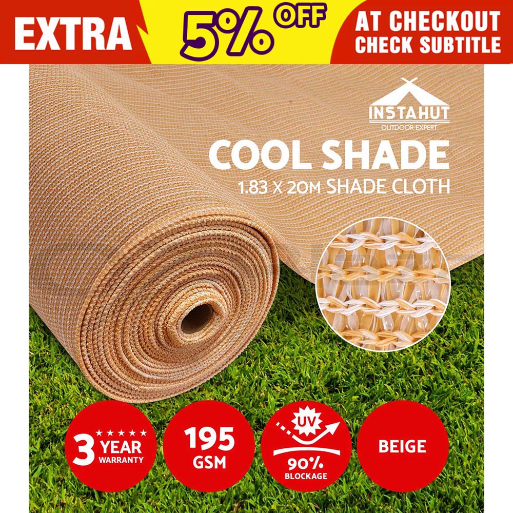 90 UV Sun Shade Cloth Shadecloth Sail Roll Mesh Garden Outdoor 195gsm