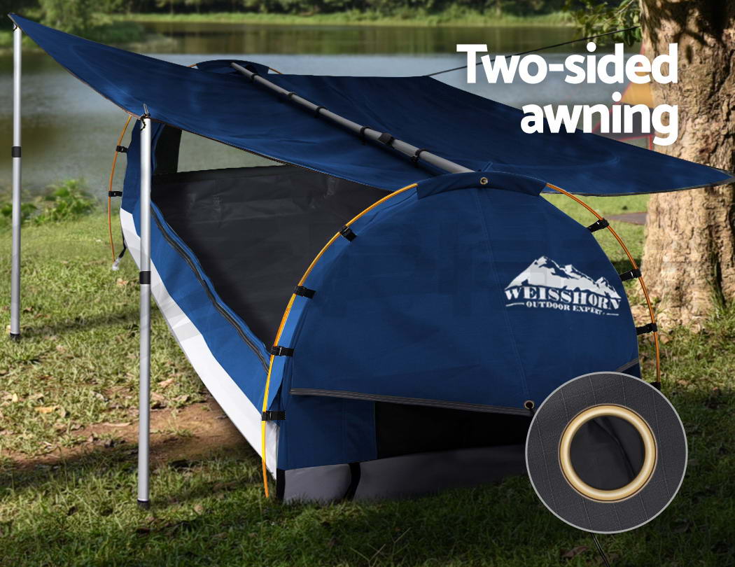 Weisshorn Double Swag Camping Swags Canvas Free Standing Dome Tent Dark