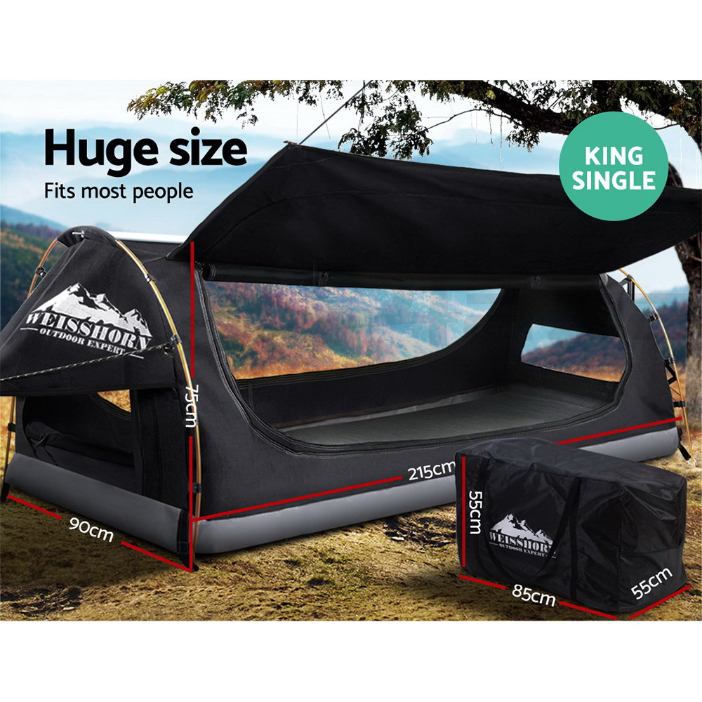 Weisshorn King Single Swag Camping Swags Canvas Dome Tent Hiking Beach