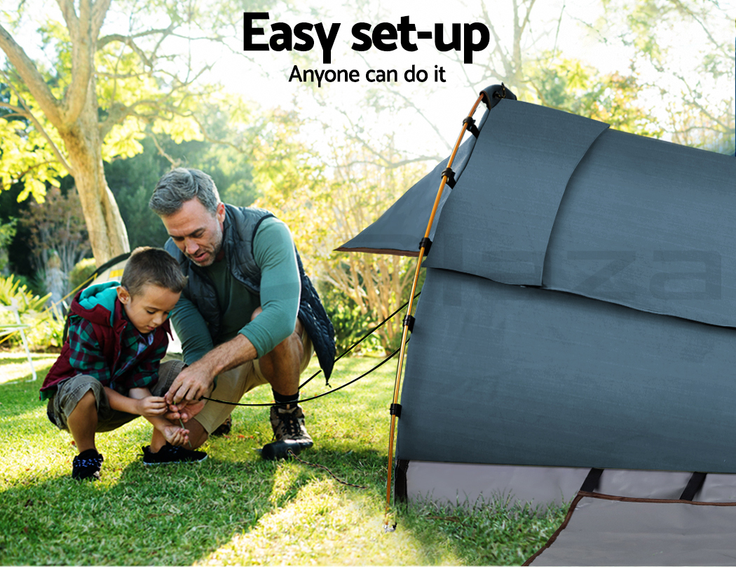 Weisshorn Double Canvas Swag Camping Swags Tent Deluxe Aluminum Poles