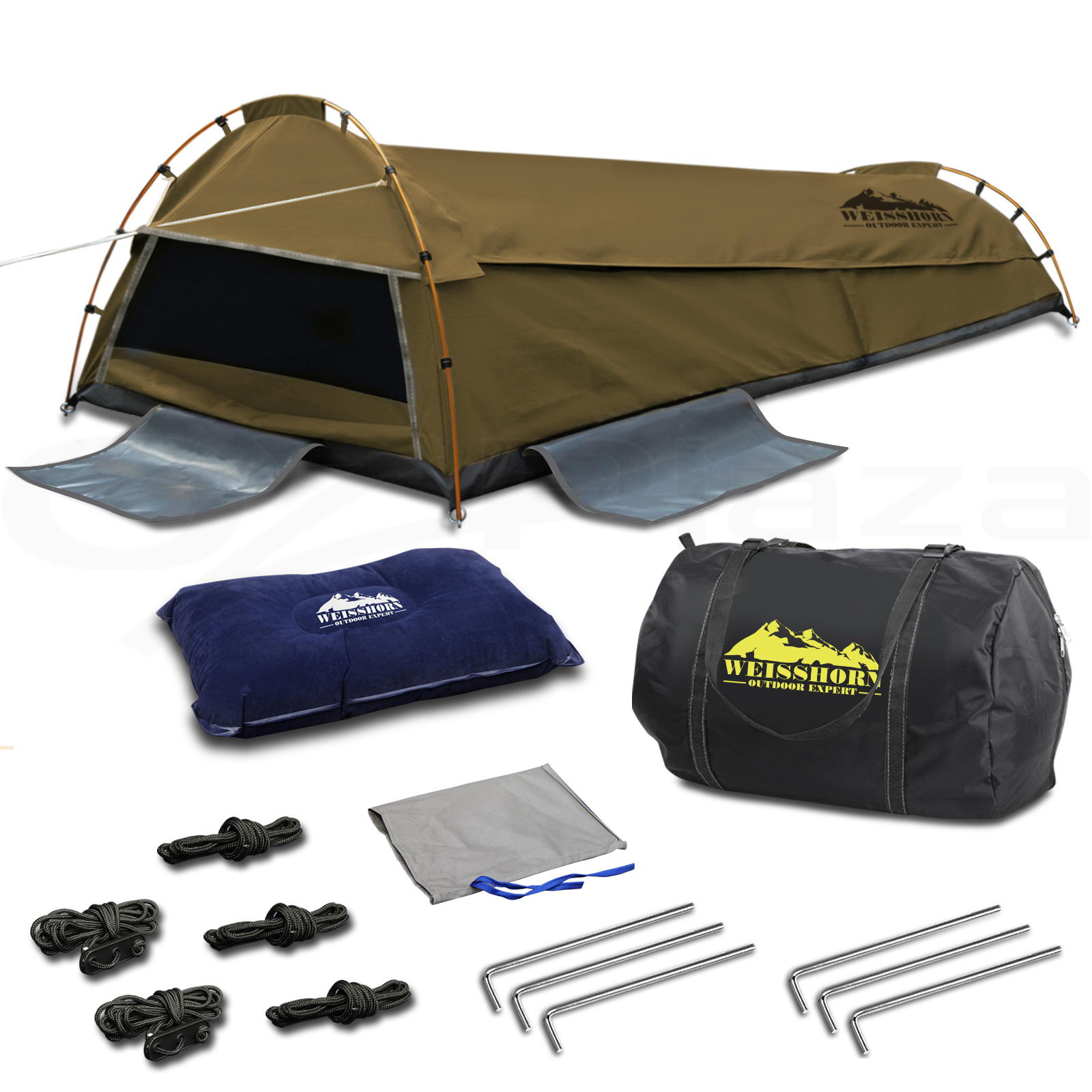 WEISSHORN XXL King Single Swag Camping Swag Canvas Tent Deluxe Extra