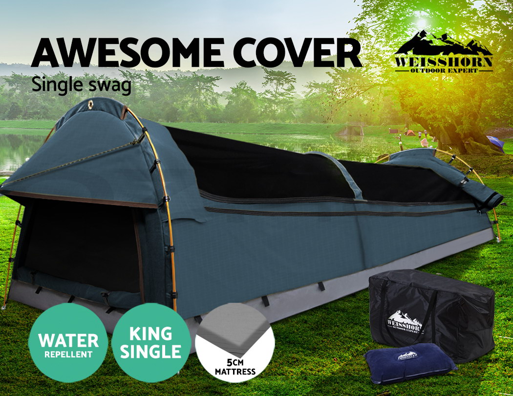 【20OFF152】 King Single Swag Camping Swags Canvas Tent Deluxe Aluminum