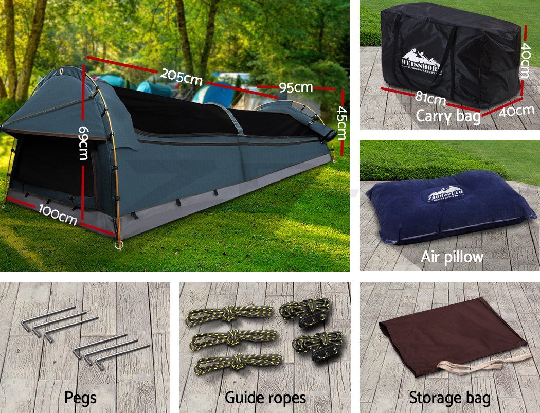 【20OFF152】 King Single Swag Camping Swags Canvas Tent Deluxe Aluminum