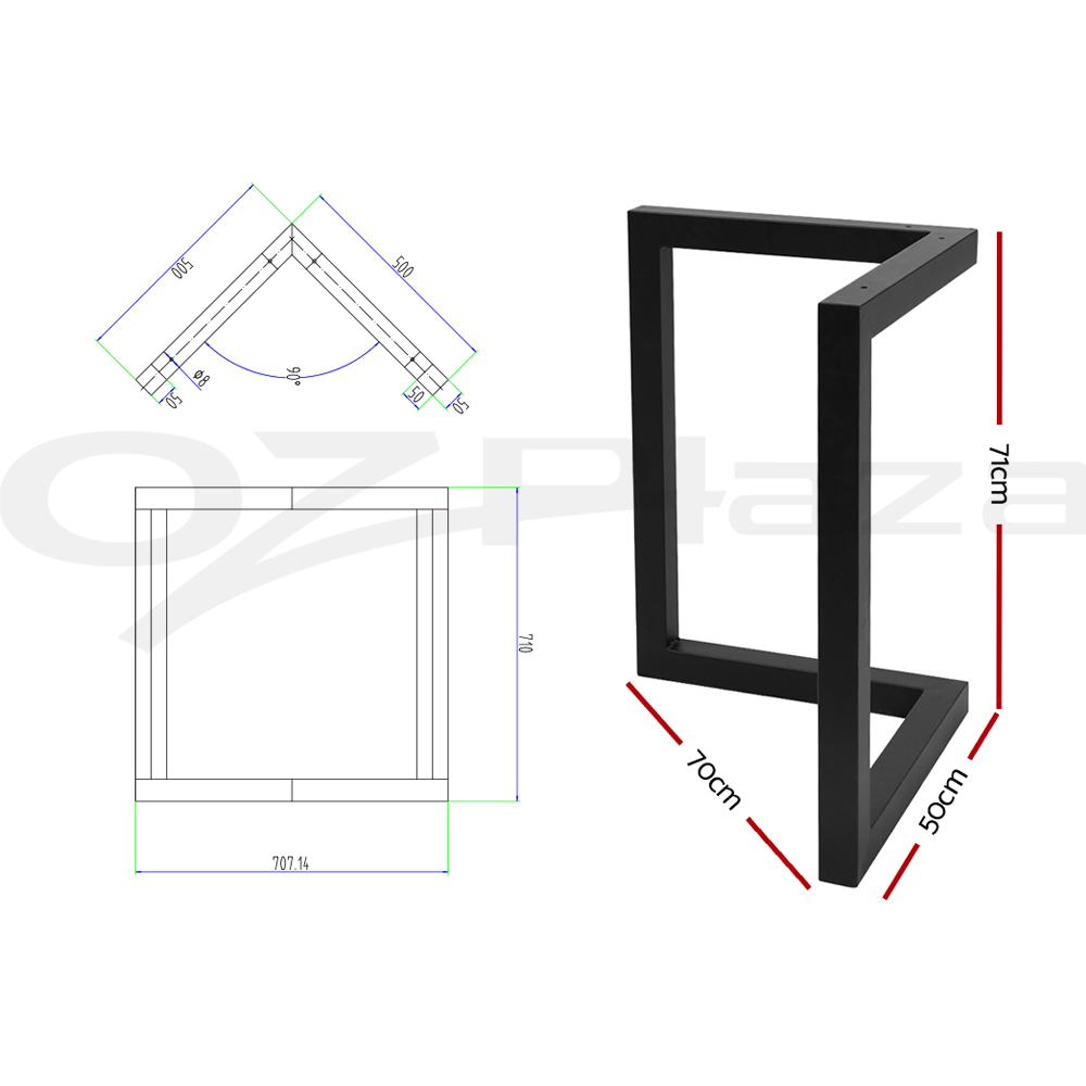 Artiss Coffee Dining Table Legs Bench Steel Metal Box Trapezoid Industrial Black - Picture 16 of 38