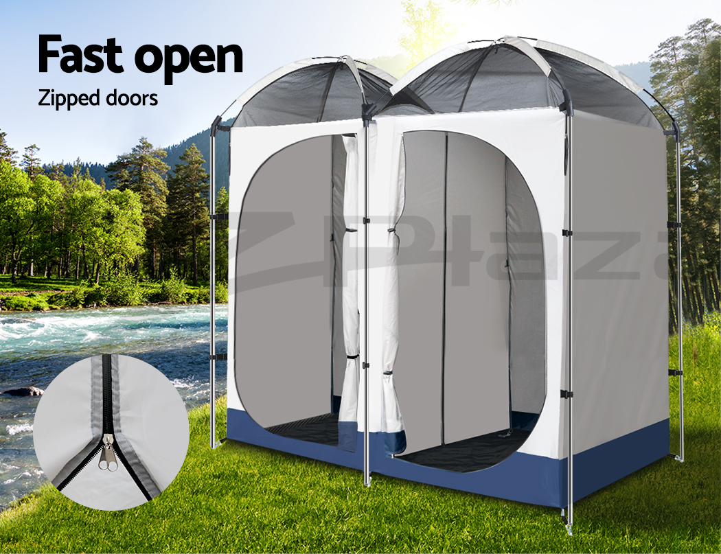 WEISSHORN Double Camping Shower Toilet Tent Outdoor Portable Change