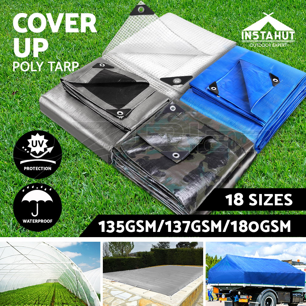 Instahut Tarpaulin Tarp Poly Tarps Heavy Duty Canvas Camping Cover Tent 180gsm - Picture 92 of 198