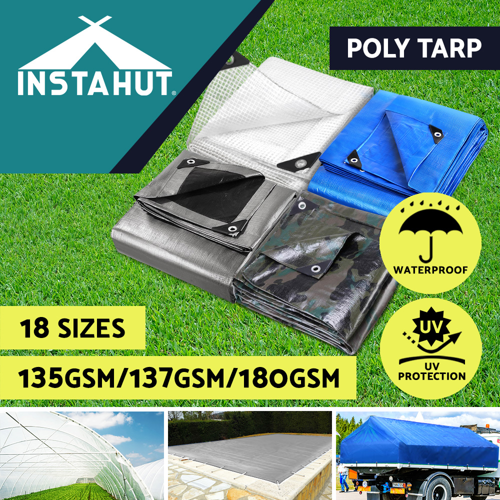 Instahut Tarpaulin Tarp Poly Tarps Heavy Duty Canvas Camping Cover Tent 180gsm - Picture 12 of 198