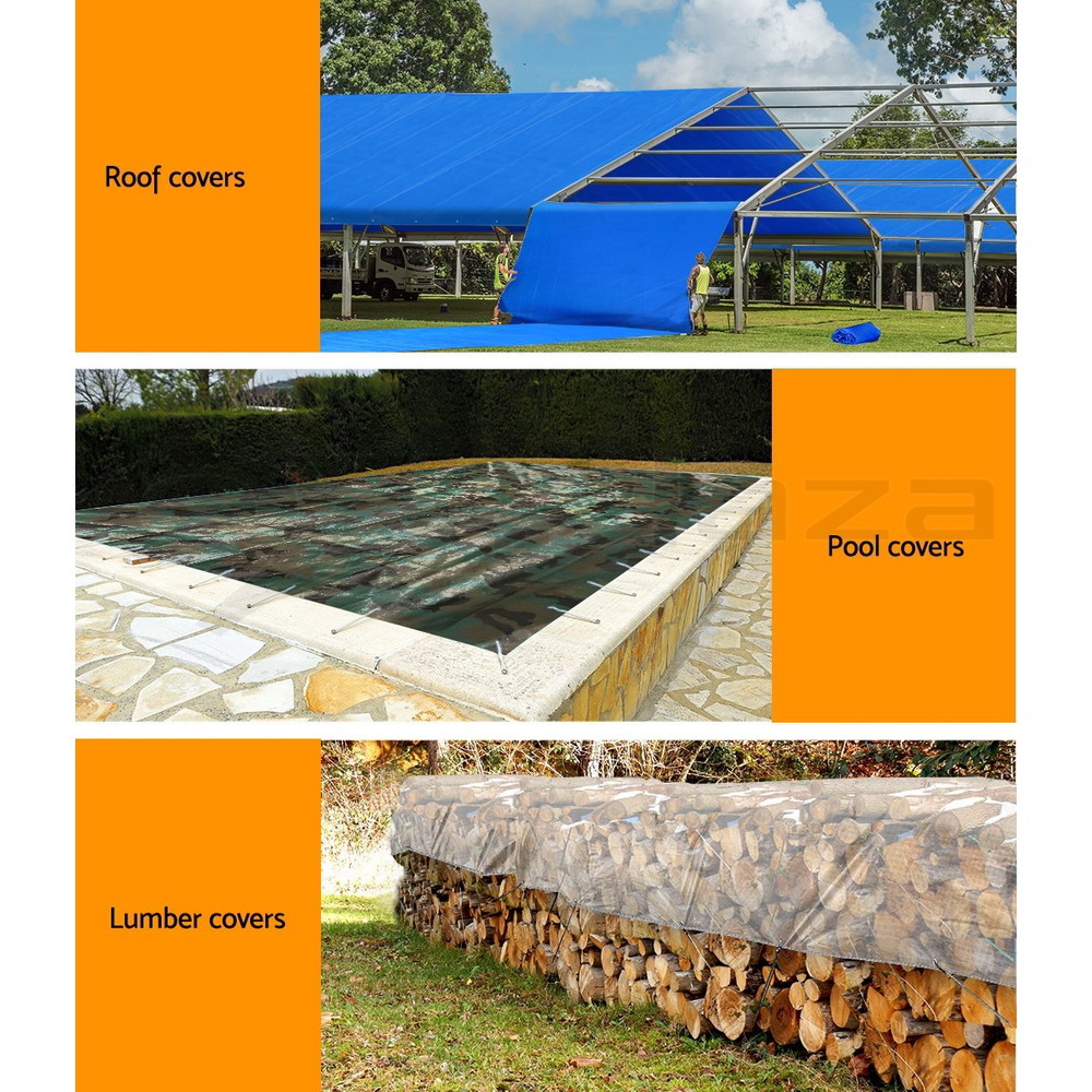 Instahut Tarpaulin Tarp Poly Tarps Heavy Duty Canvas Camping Cover Tent 180gsm - Picture 20 of 198