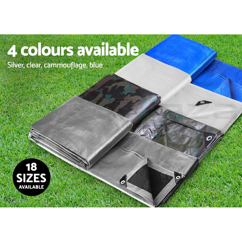 Instahut Tarpaulin Tarp Poly Tarps Heavy Duty Canvas Camping Cover Tent 180gsm - Picture 21 of 198