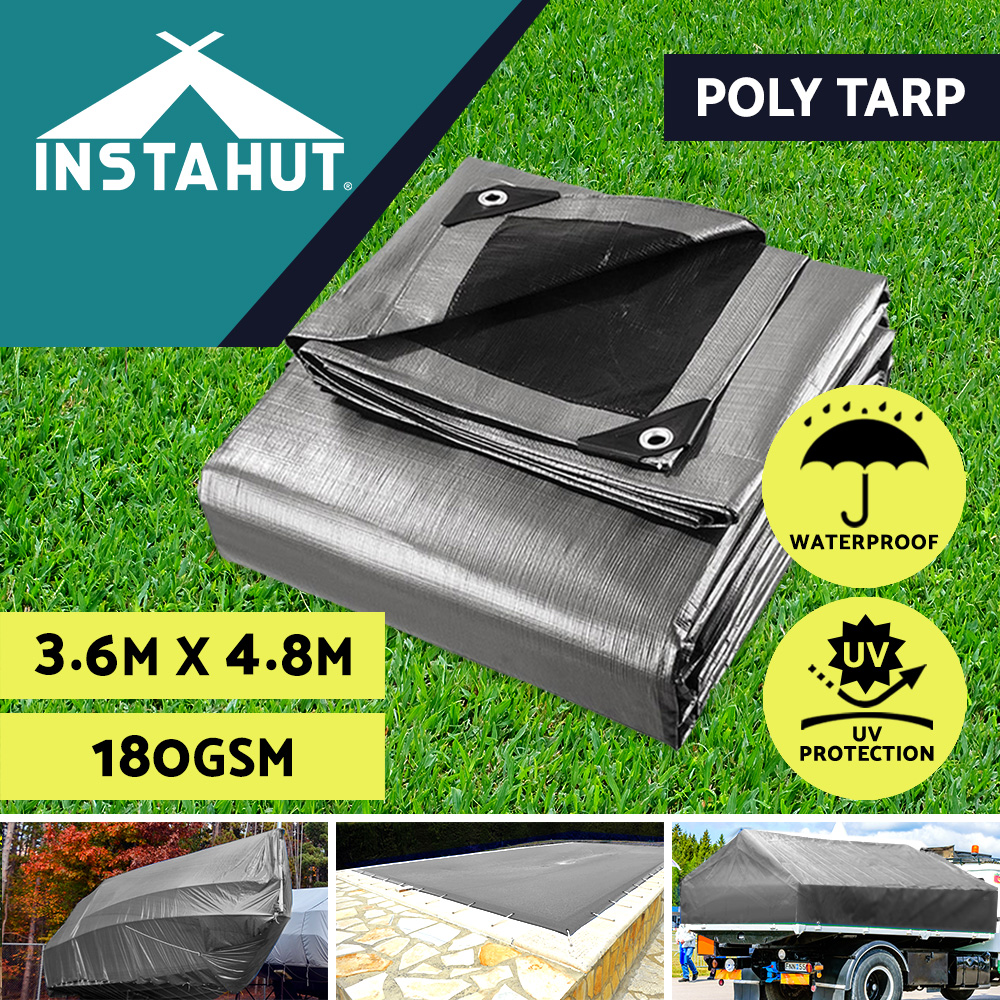 Instahut Tarpaulin Tarp Poly Camping Tarps Canvas Heavy Duty Tent Cover 180gsm - Picture 17 of 30