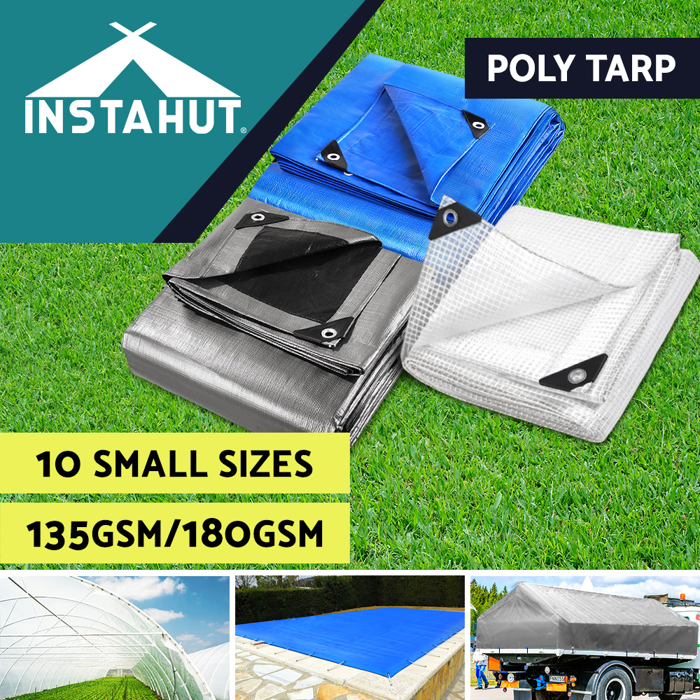 Instahut Tarpaulin Tarp Poly Camping Tarps Canvas Heavy Duty Tent Cover 180gsm - Picture 12 of 30