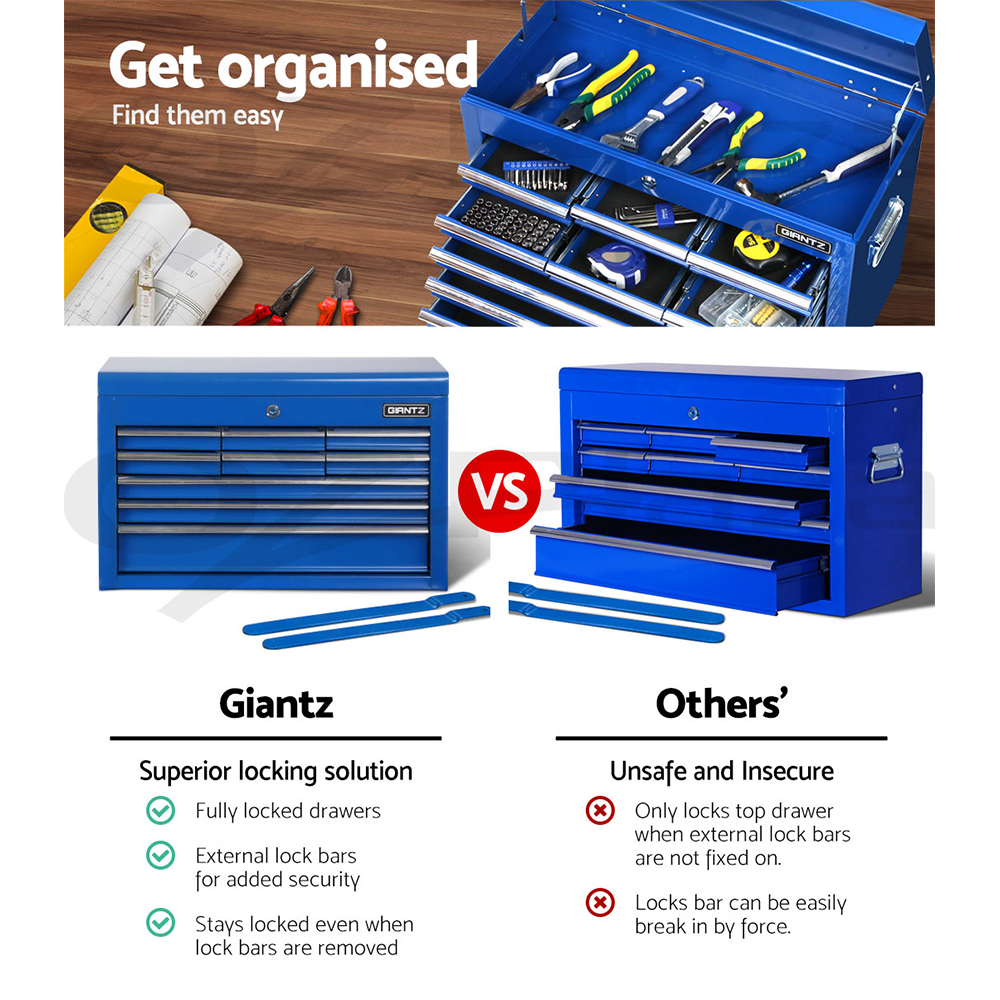 Giantz 5/9/14 Drawers Tool Box Chest Toolbox Cabinet Trolley Garage Storage Box - Picture 26 of 81