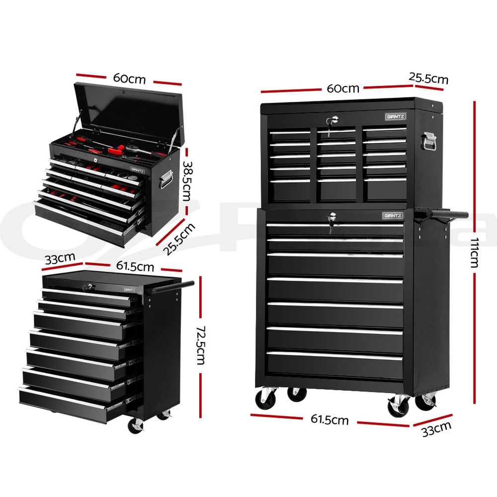 Giantz 3-17 Drawers Tool Box Chest Cabinet Trolley Toolbox Garage Storage Boxes - Picture 20 of 88