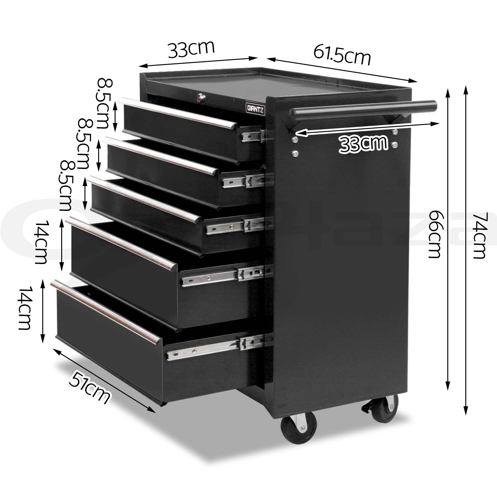 Giantz 5 Drawer Tool Box Trolley Chest Garage Storage Organiser Toolbox eBay