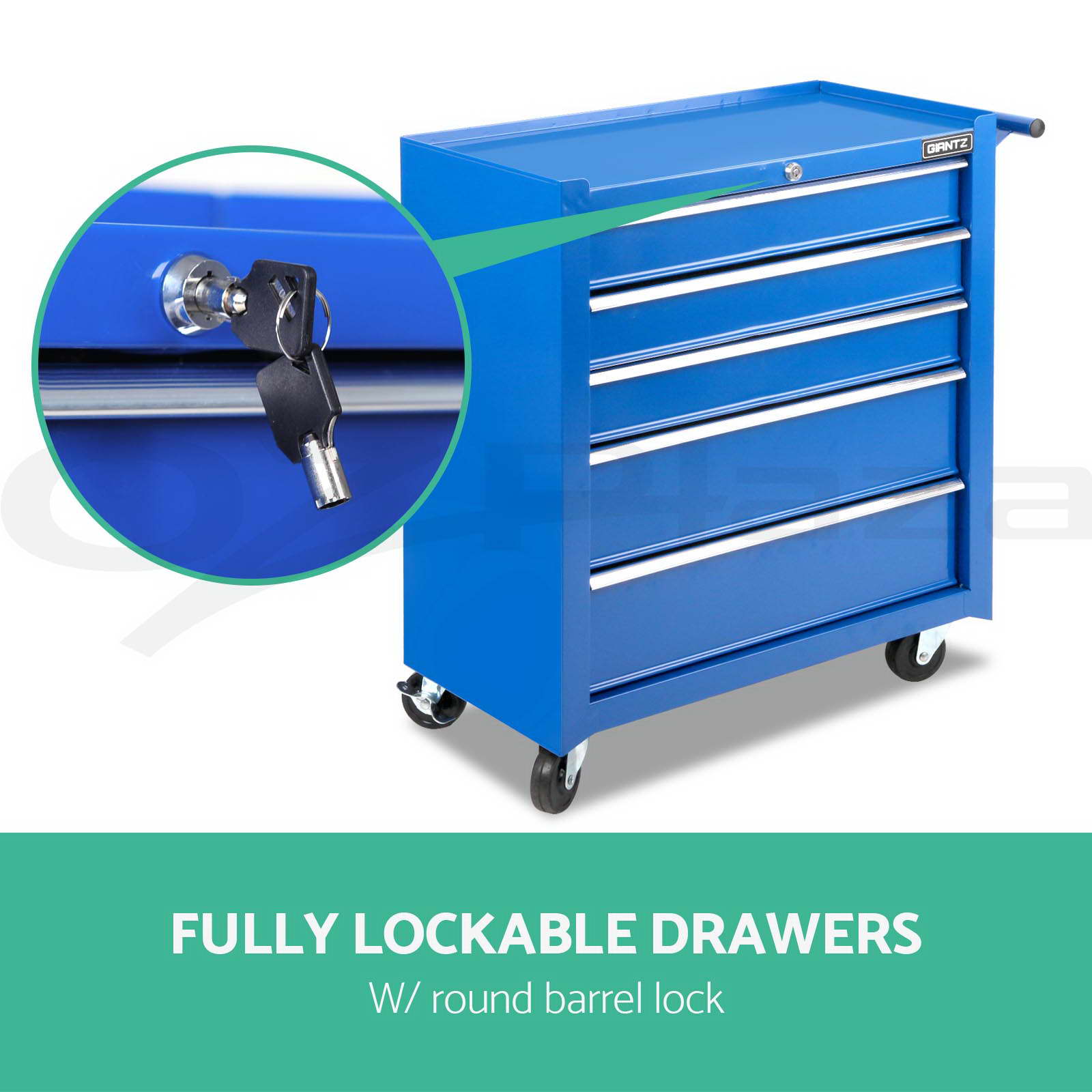 Giantz 5 Drawer Tool Box Trolley Chest Garage Storage Organiser
